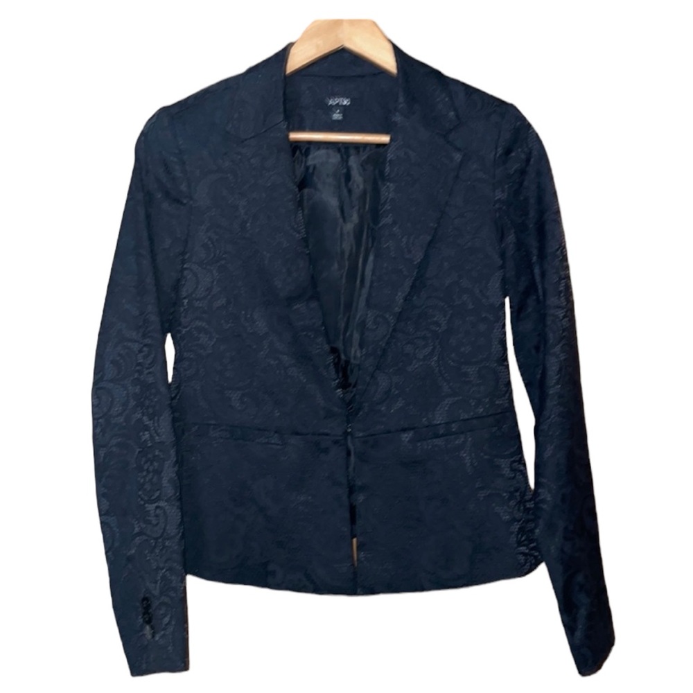 •APT 9•BLACK CROCHET LACE PATTERNED BLAZER SIZE 6